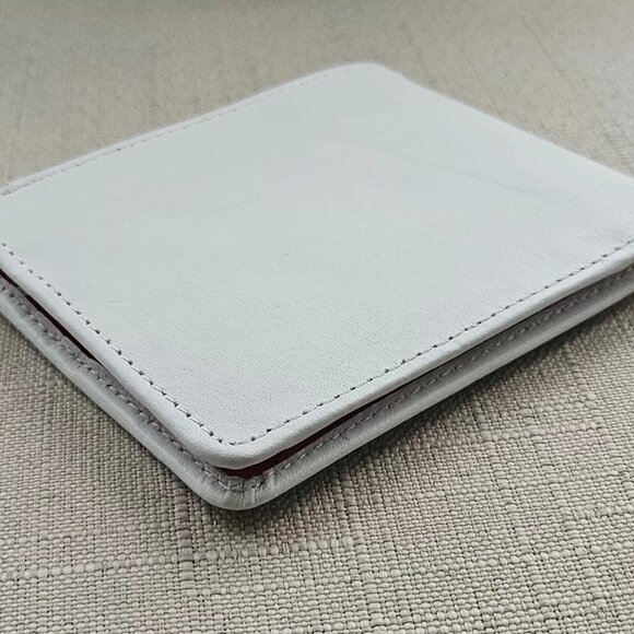 Bi Color Wallet Handmade Billfold White/Red Genuine Leather Cardholdder - Picture 5 of 10